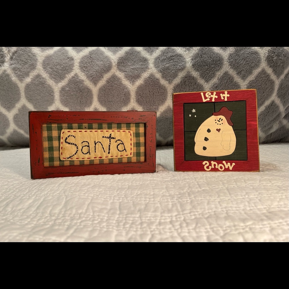 Wooden Santa box and Wooden Snowman Puzzle